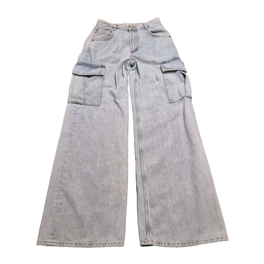 Agolde Minka Cargo Jeans Women Size 24 Wide Leg Light Cotton Lyocell (26x31)